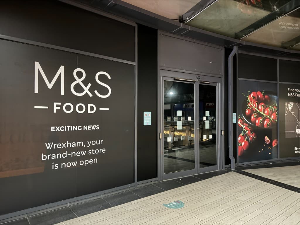 Barnsley retail frontage style food photography graphics applied in vinyl.