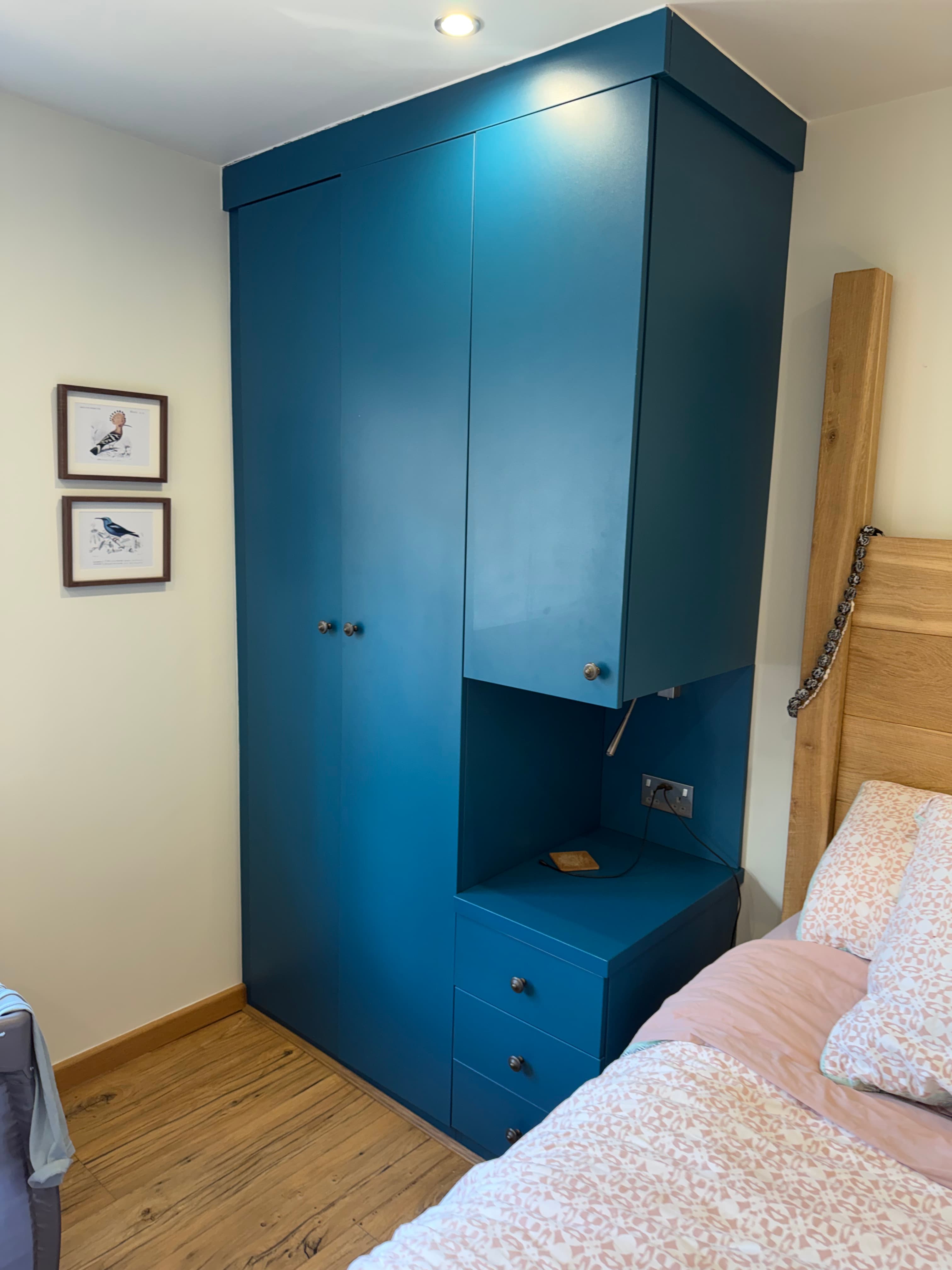Built-in wardrobe Chesterfield — blue painted wardrobe before