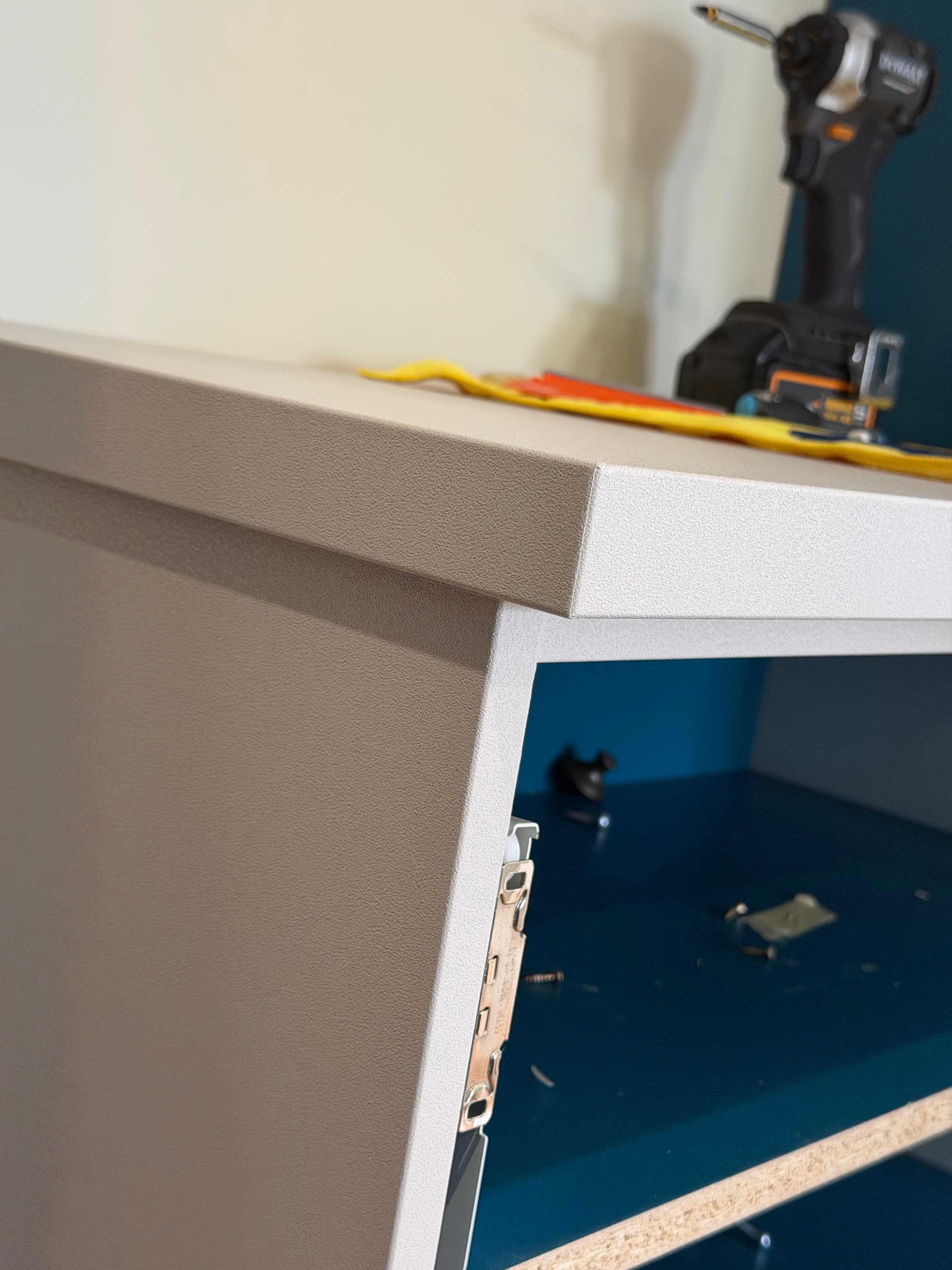 Built-in wardrobe Chesterfield — drawer unit assembly in progress