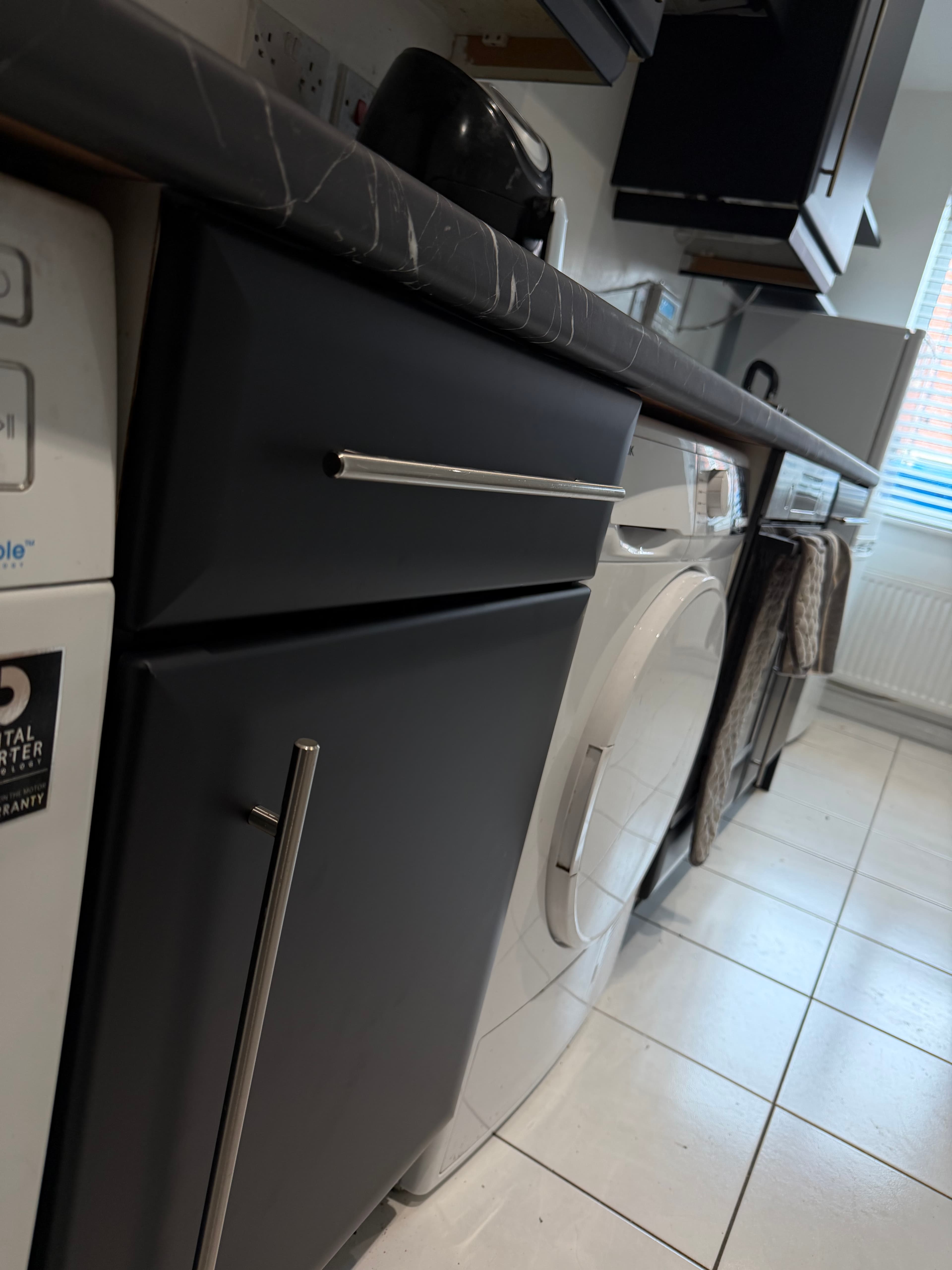 Black kitchen wrap Sheffield — completed kitchen transformation after